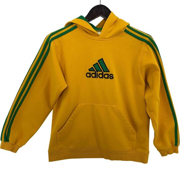 Adidas Hoodie Youth Medium Yellow Green Blokecore Ladcore Retro Soccer Athletic - Picture 1 of 7